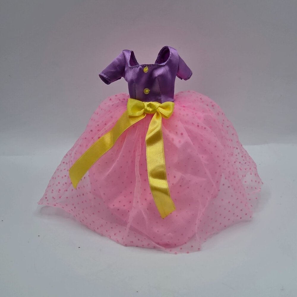 Barbie 1995 Spring Blossom Dress Pink Tulle Skirt Purple Bodice Yellow Ribbon Ge